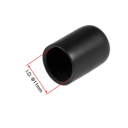 20pcs Rubber End Caps 11mm ID Vinyl Round Tube Bolt Cap Cover Thread Protectors Black (20 Count)