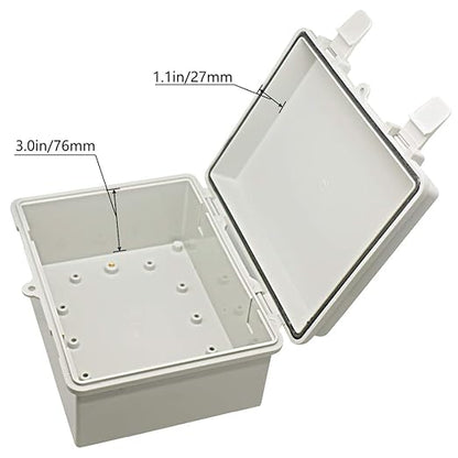 Zulkit Junction Box ABS Plastic Dustproof Waterproof IP65 Electrical Boxes Hinged Shell Outdoor Universal Project Enclosure 8.7 x 6.7 x 4.3 inch (220x170x110 mm)