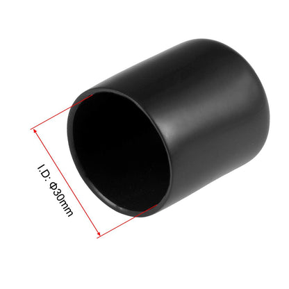 20pcs Rubber End Caps 30mm ID Vinyl Round Tube Bolt Cap Cover Thread Protectors Black (20 Count)