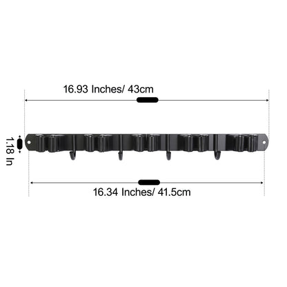 2 Pack] 5 Racks and 4 Hooks Mop and Broom Holder Wall Mount (2 Count)