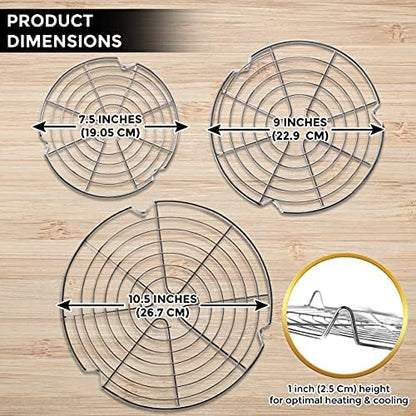 KITCHENATICS Round Cooling Rack Stainless Steel Steamer Rack Set of 3