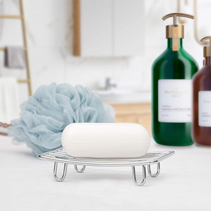 Bar Soap Dish Holder for Shower Bathroom Stainless Steel Rust Proof Self Draining with White Soap Saver Pad