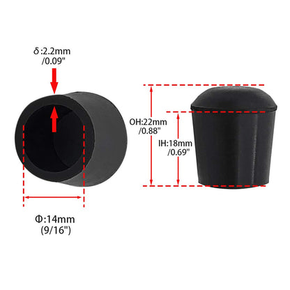 4 Pieces 14mm Rubber Chair Leg Caps Round (4 Count)