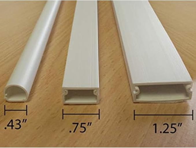 Kable Kontrol Wall Cord Cover Cable Raceways – 78” Length – 0.75” Width – 0.43” Height – 20 Pc/Pack | Two-Piece Configuration | Paintable White PVC | TV Wire Concealer | Plastic Wire Conduit
