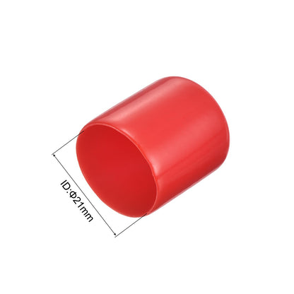 20pcs Rubber End Caps 21mm ID Vinyl Round Tube Bolt Cap Cover Thread Protectors Red