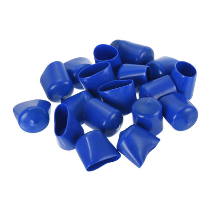 20pcs Rubber End Caps 28mm ID Vinyl Round Tube Bolt Cap Cover Screw Thread Protectors Blue