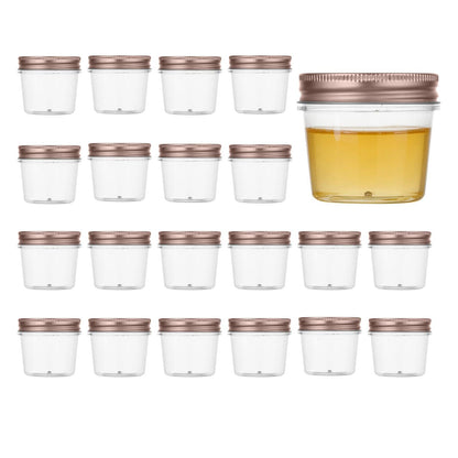 4 oz Plastic Small Mason Jars and Small Plastic Jars with Lids (20 Count)