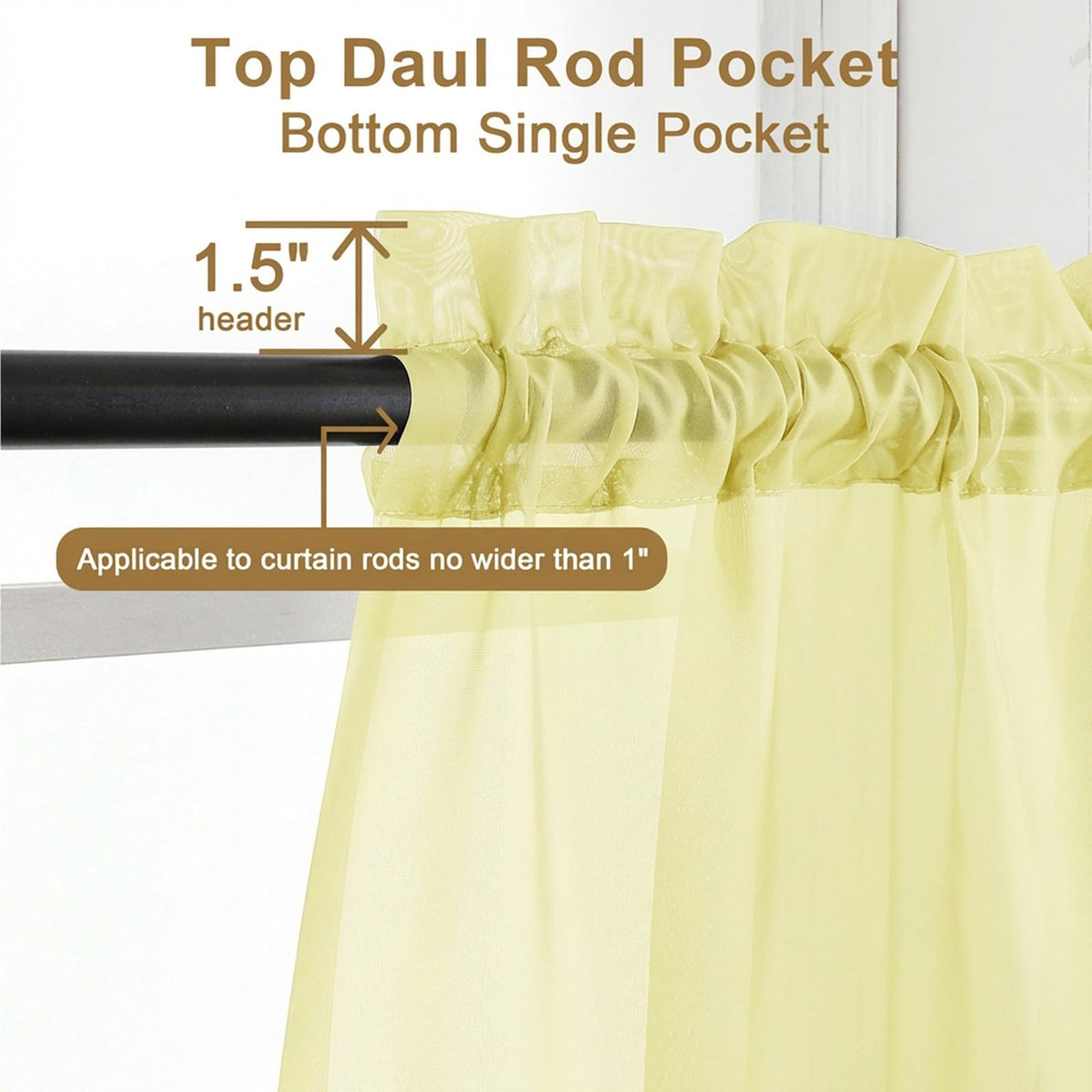 Sheer Tier Curtains 24 Inch Length (2 Count)