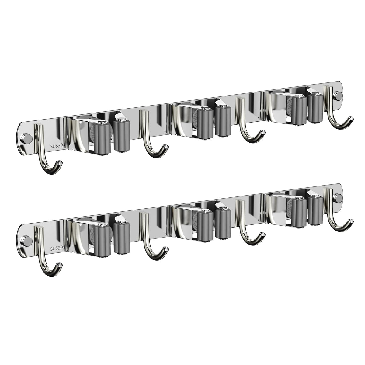 2 Pack Mop and Broom Holder Wall Mount (2 Count)