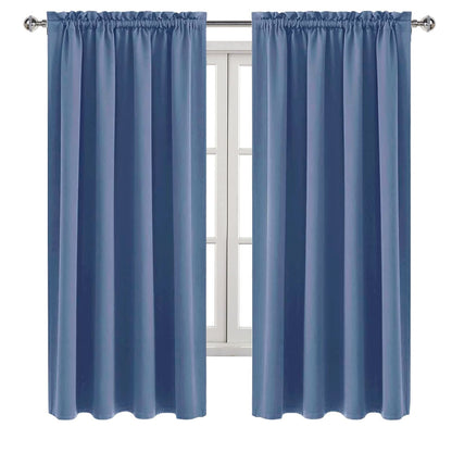 Blackout Curtains for Bedroom 52 x 63 Inch Long Dusty Blue 2 Panels (2 Count)