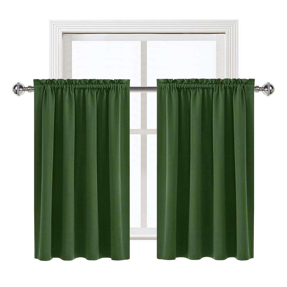 Short Blackout Curtains 52 x 36 Inch for Kitchen RV Bunk Olive Green