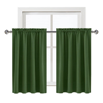 Short Blackout Curtains 52 x 36 Inch for Kitchen RV Bunk Olive Green
