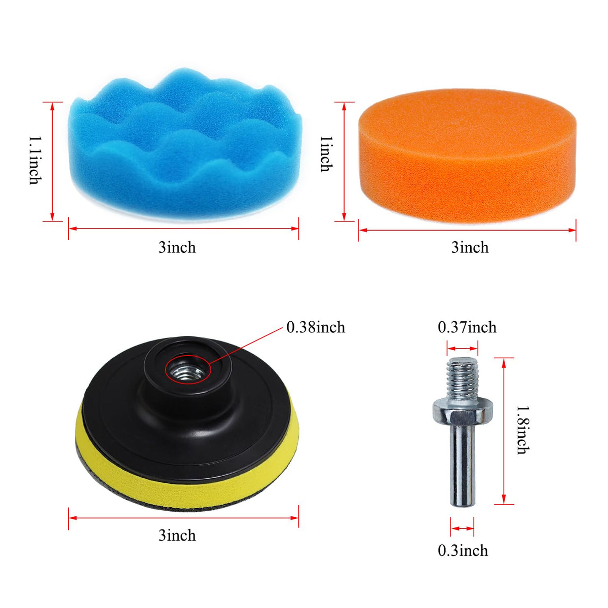 Car Polishing Buffing Kit 3Inch Drill Buffing Pad Buffing Pads (11 Count)