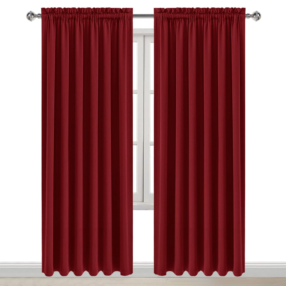 Wide Blackout Curtains for Living Room 70 x 84 Inch Long Burgundy (2 Count)