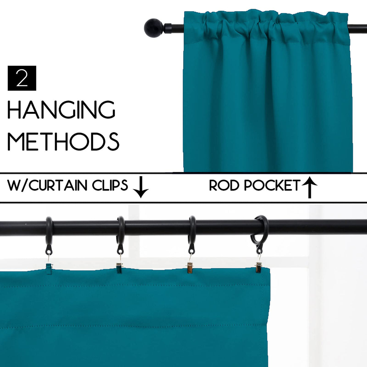 Teal Cafe Curtain 30 Inches Length (2 Count)