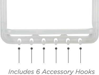 Bath Bliss Molded Shower Caddy | Bathroom Storage | Hangs Over Shower Head | 6 Accessory Hooks | Holds Razors | Washcloths | Accessories | Suction Cup Stability | White