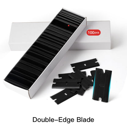 2 Pcs Long Handle Plastic Razor Blade Scraper and 100 PCS Blades
