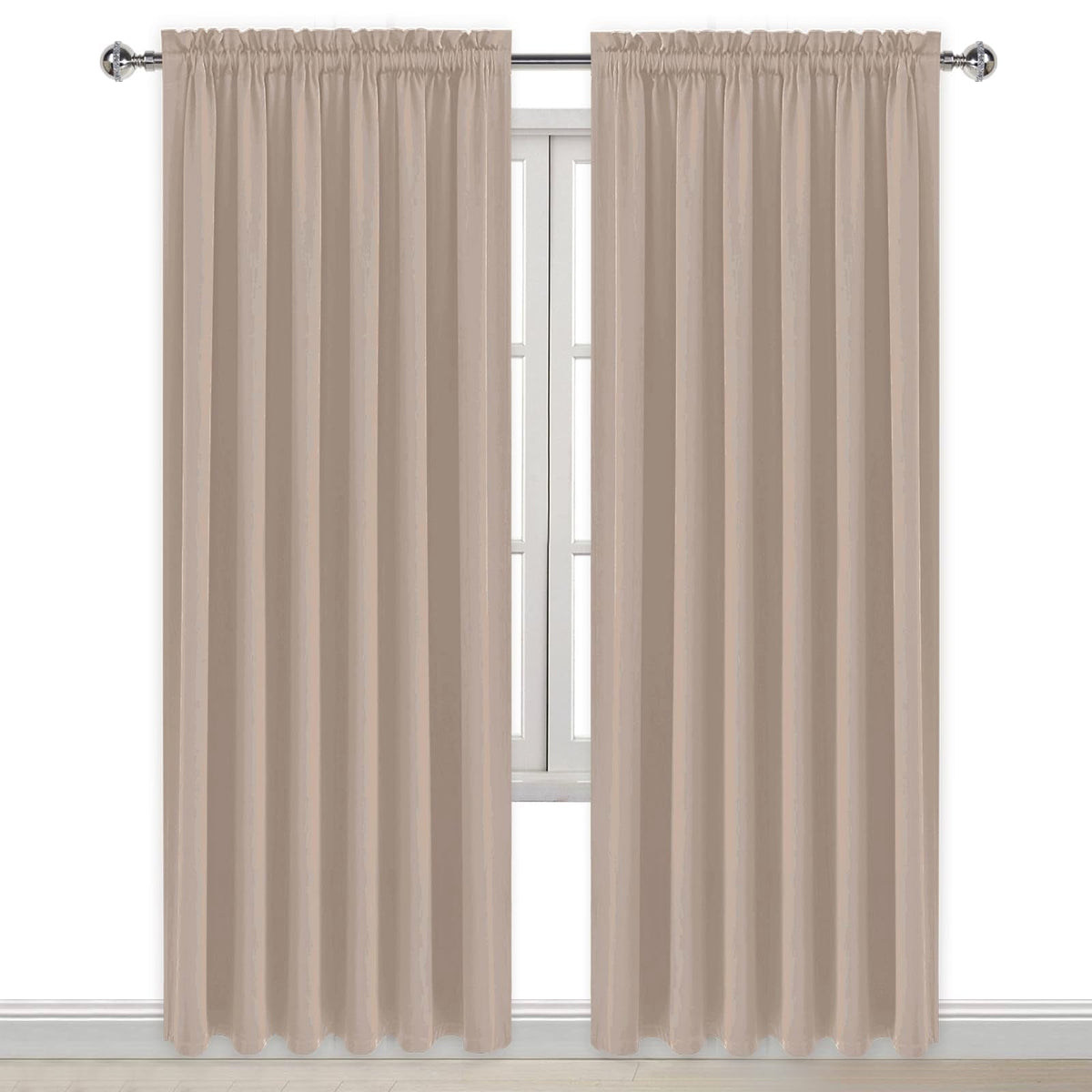 Wide Blackout Curtains for Bedroom Living Room 70 x 84 Inch Long Camel