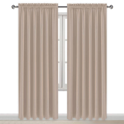 Wide Blackout Curtains for Bedroom Living Room 70 x 84 Inch Long Camel