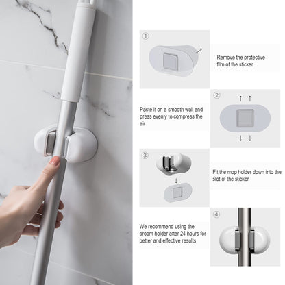 Broom Holder 3 PCS Wall Mount Mop Organizer Gripper (3 Count)