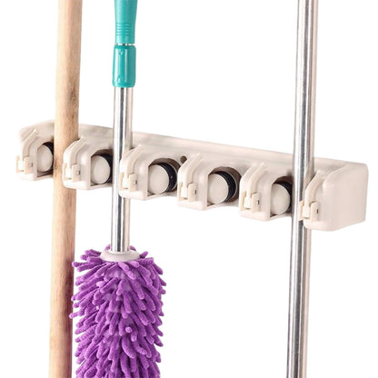 Mop Holder Wall Mount 5 Slots Heavy Duty Organizer Shelf