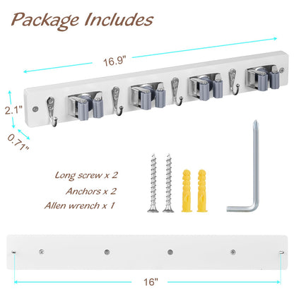 2 Pack Mop Broom Holder Wall Mount