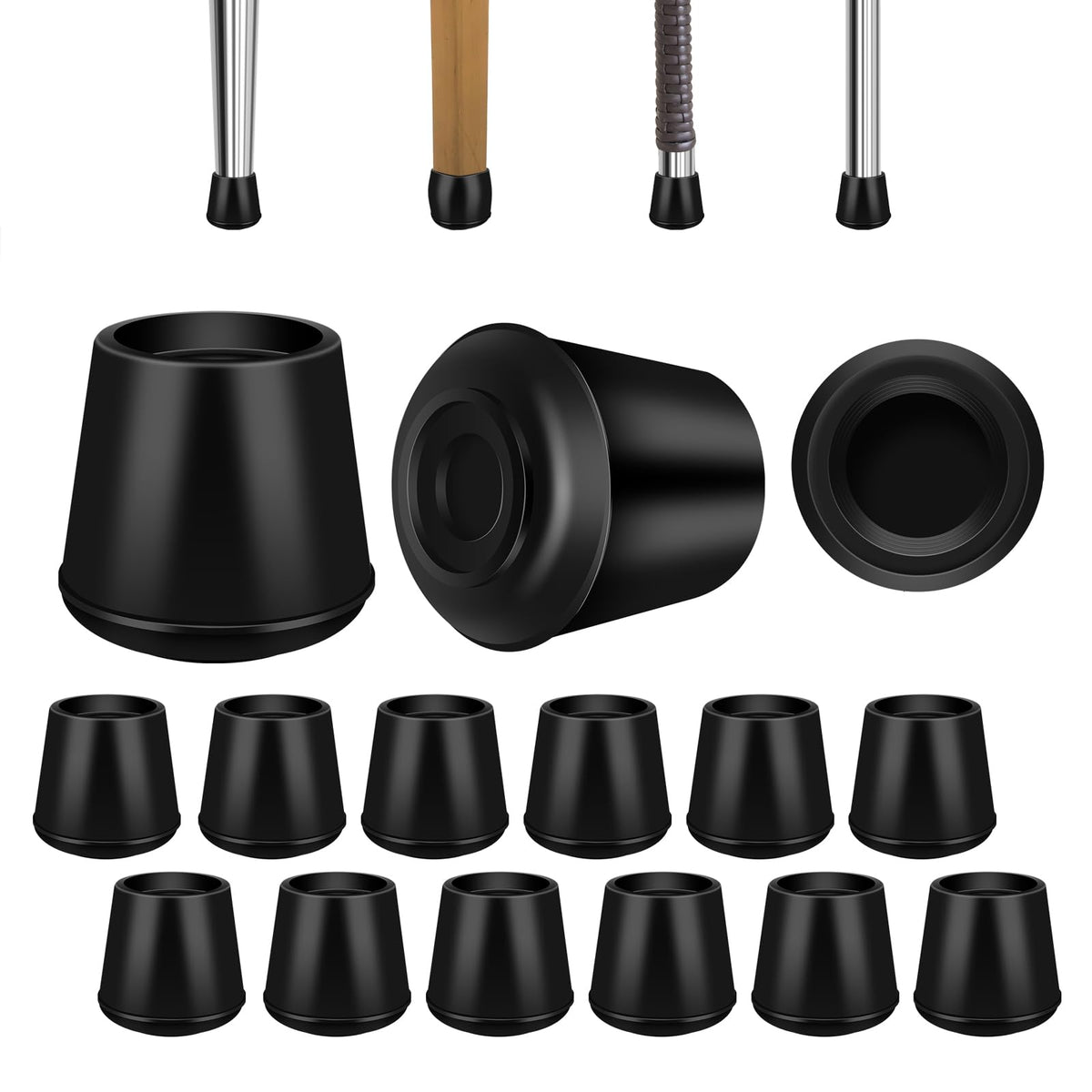 7 8" Round Rubber Chair Leg Tips Caps (12 Count)