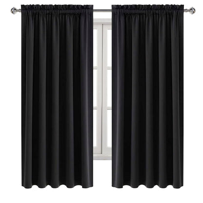 Wide Blackout Curtains for Bedroom Living Room 60 x 63 Inch Long Black