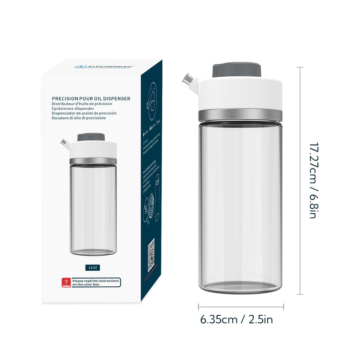 Precision Pour Glass Oil Dispenser with 3 Modes