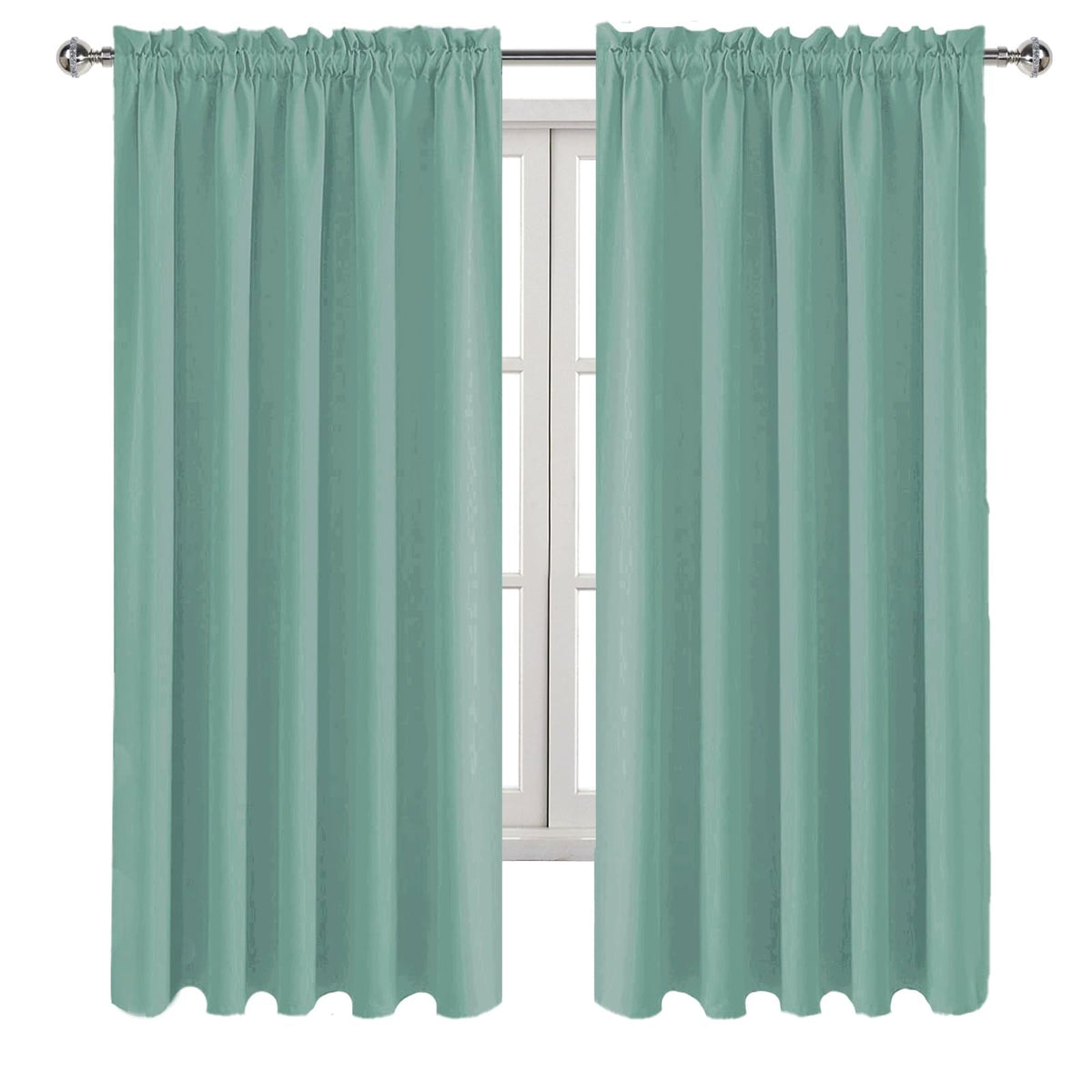 Wide Blackout Curtains for Bedroom 60 x 63 Inch Long Sage Green (2 Count)