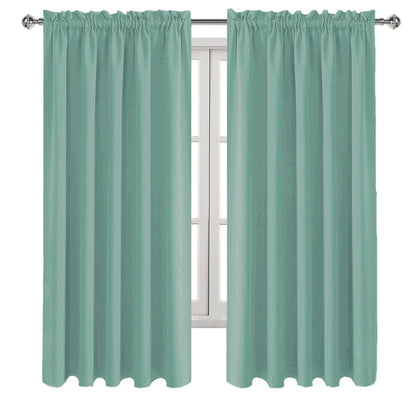 Wide Blackout Curtains for Bedroom 60 x 63 Inch Long Sage Green (2 Count)
