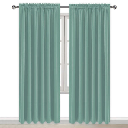 Wide Blackout Curtains for Bedroom 70 x 84 Inch Long Sage Green (2 Count)