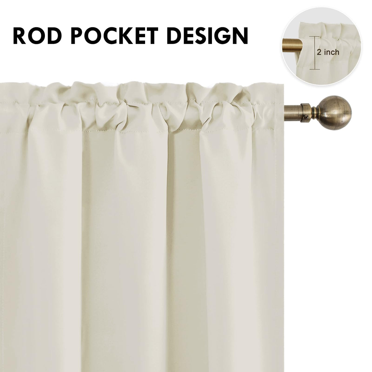 Short Blackout Curtains 42 x 36 Inch for Kitchen RV Bunk Light Beige (2 Count)
