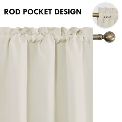 Short Blackout Curtains 42 x 36 Inch for Kitchen RV Bunk Light Beige (2 Count)