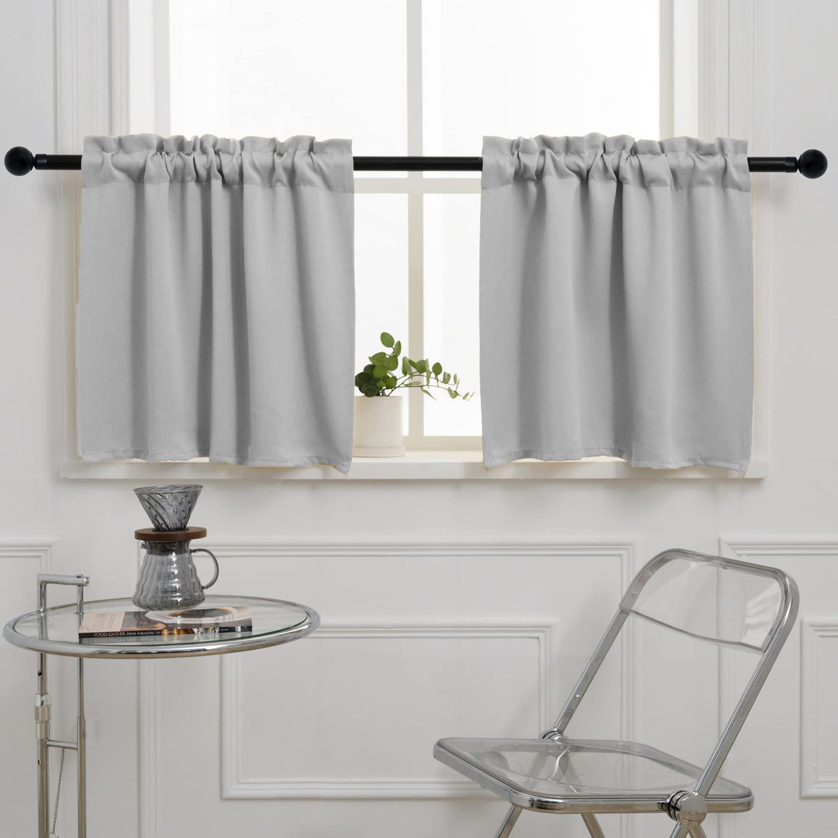 Light Grey Cafe Curtain (2 Count)