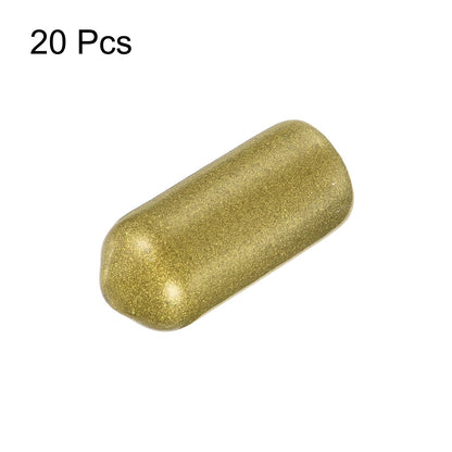 20pcs Rubber End Caps 6.5mm ID Vinyl Round Tube Bolt Cap Cover Thread Protectors Gold