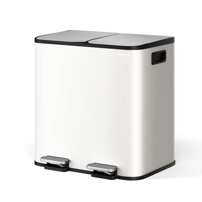 2 x 4 gal Stainless Steel Double Trash Can with Lid for Kitchen