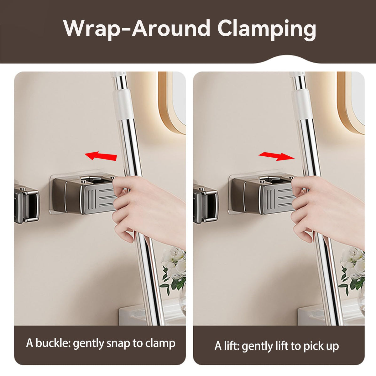 3 Pack Heavy Duty Mop Holder Wall Mount (3 Count)