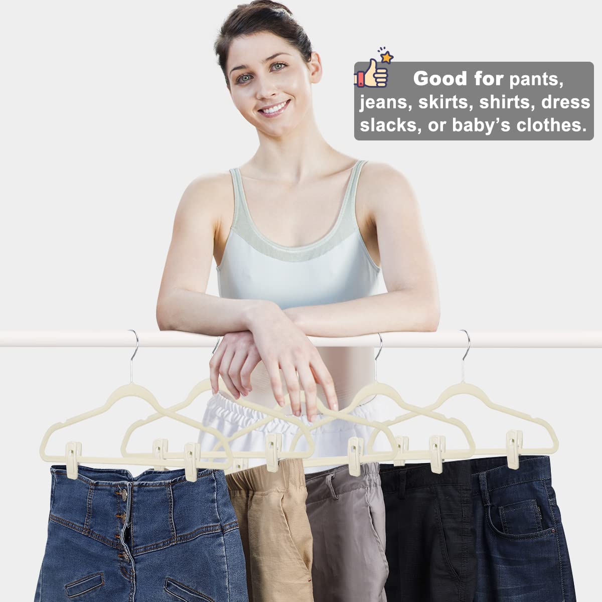 Beige Velvet Hangers Clips