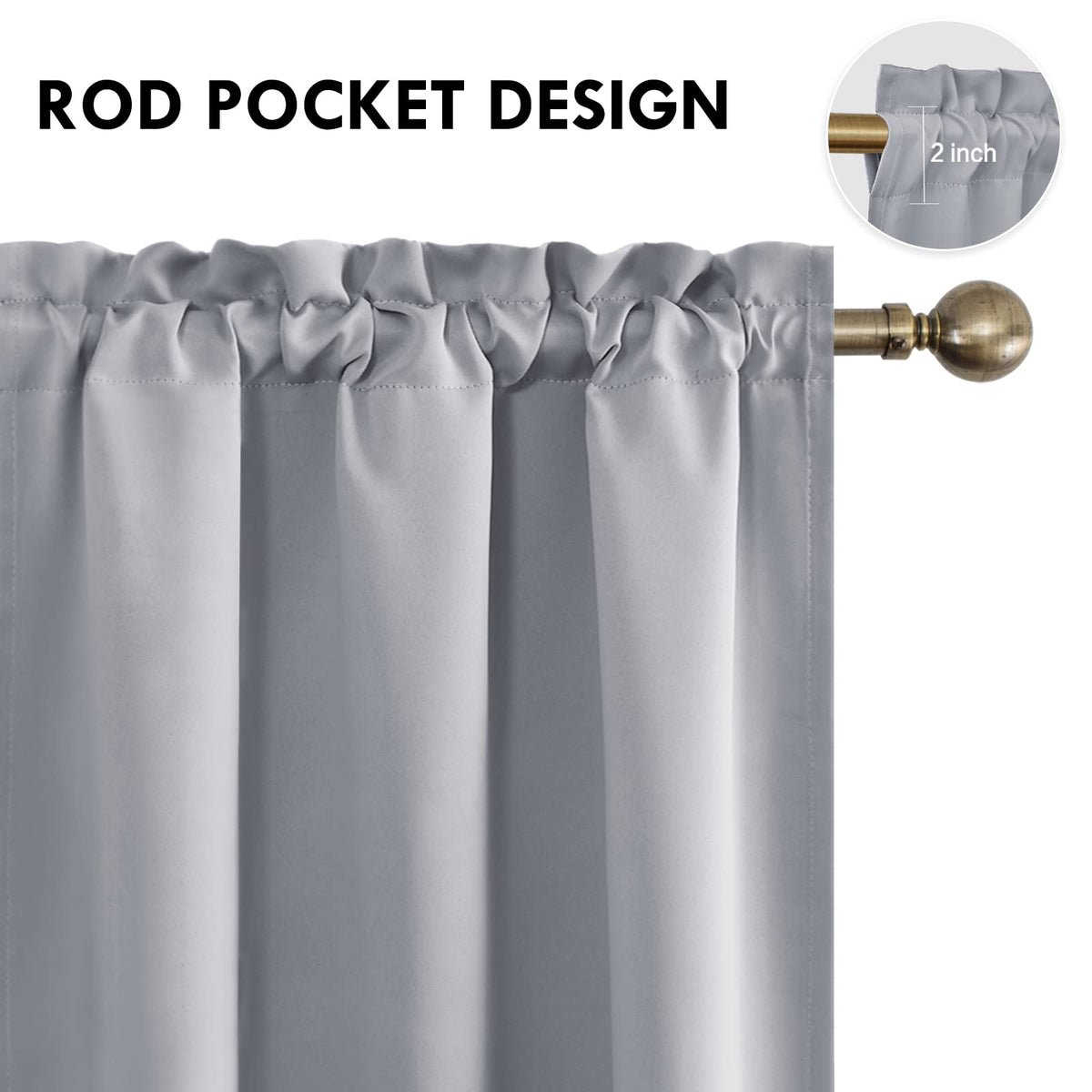 Blackout Curtains for Bedroom Living Room 42 x 54 Inch Long 2 Panels (2 Count)