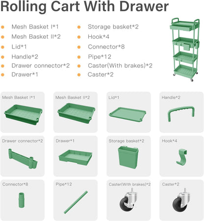4 Tier Rolling Cart Organizer