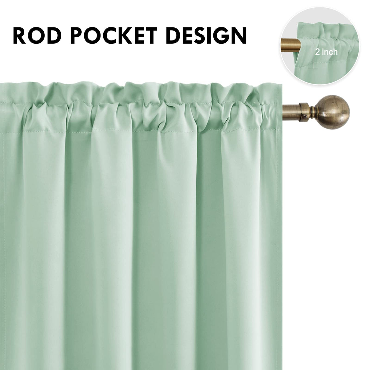 Blackout Curtains for Bedroom Living Room 52 x 63 Inch Long 2 Panels (2 Count)