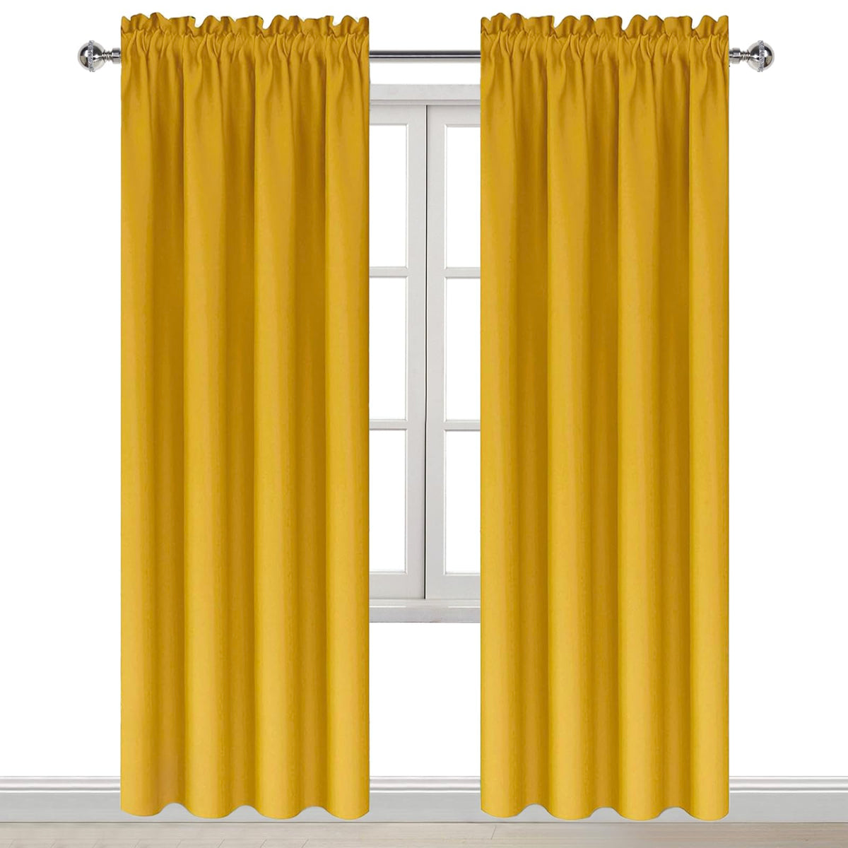 Blackout Curtains for Bedroom Living Room 42 x 84 Inch Long Yellow (2 Count)