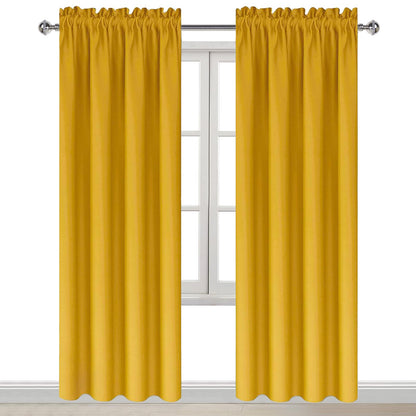 Blackout Curtains for Bedroom Living Room 42 x 84 Inch Long Yellow (2 Count)