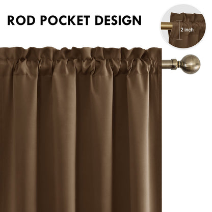 Blackout Curtains for Bedroom Living Room 52 x 54 Inch Long Brown (2 Count)