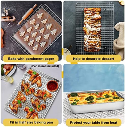 P&P CHEF 16.6 Inch Stainless Steel Cooling Baking Rack Set of 2