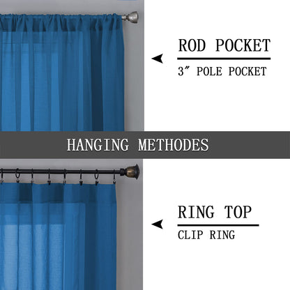 Sheer Tier Curtains Kitchen Linen Textured Half Curtain Sheers Light Filtering Rod Pocket Voile Bathroom Short Curtains for Farmhouse (2 Count)