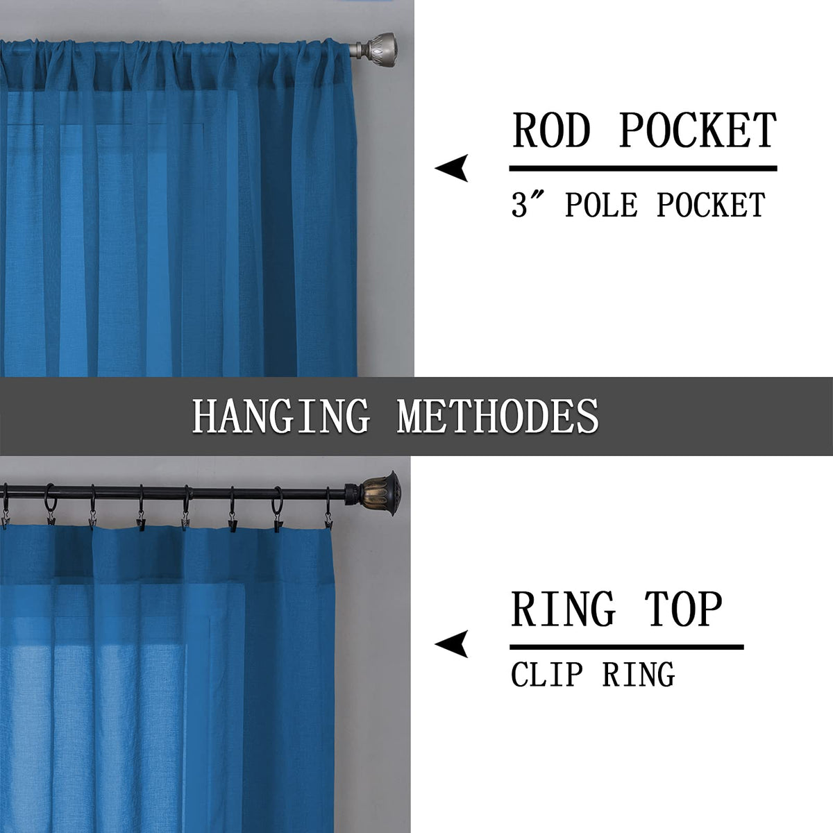 Short Sheer Curtain Linen Textured Living Room Curtains Sheer Light Filtering Rod Pocket Voile Curtain for Bedroom (2 Count)