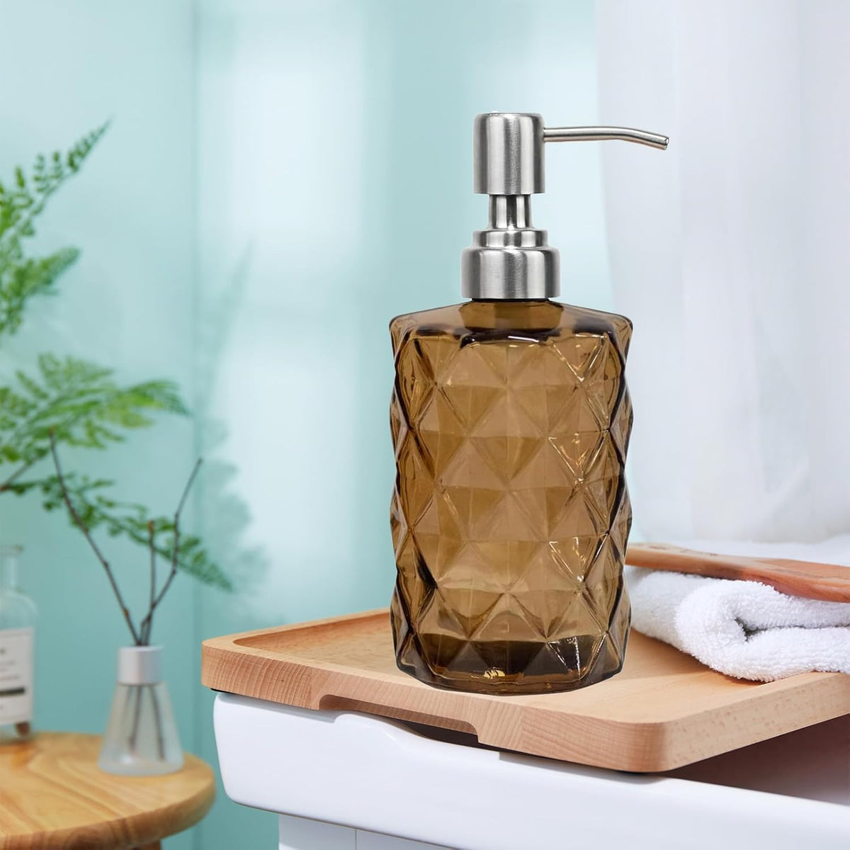 12Oz Brown Soap Dispenser Bathroom (2 Count)