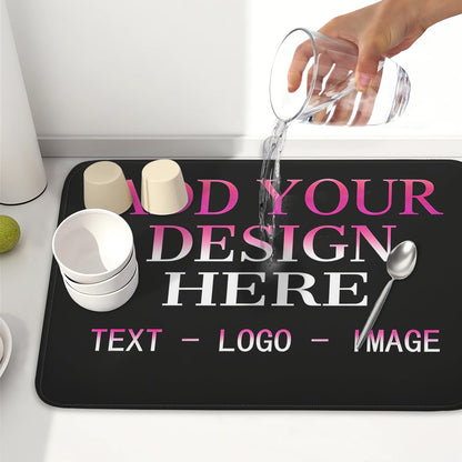 Custom Personalized Dish Drying Mat 18x24 Inch Customized Drying Mats with Picture Text for Kitchen Counter Custom Image Microfiber Absorbent Dishes Pad for Travel Festivals Family Memories Home Decor